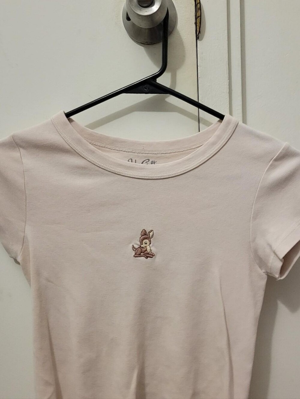 John Galt Cream Colored Tee with Deer Embroidery